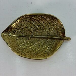 Brass Leaf Trinket Dish 1948 Vintage Office Desk Accessory Cottagecore